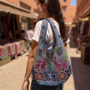 New Embroidered Blue Boho Bag